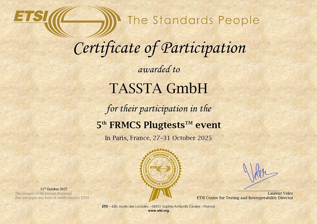 5th FRMCS plugtests TASSTA