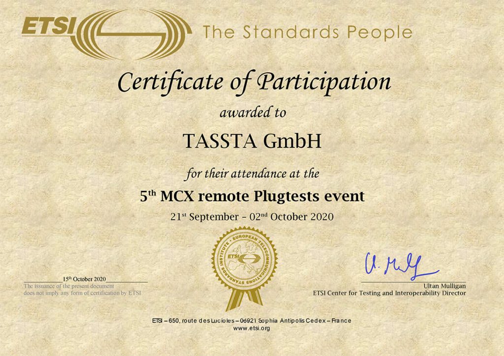 5th MCPTT plugtests TASSTA