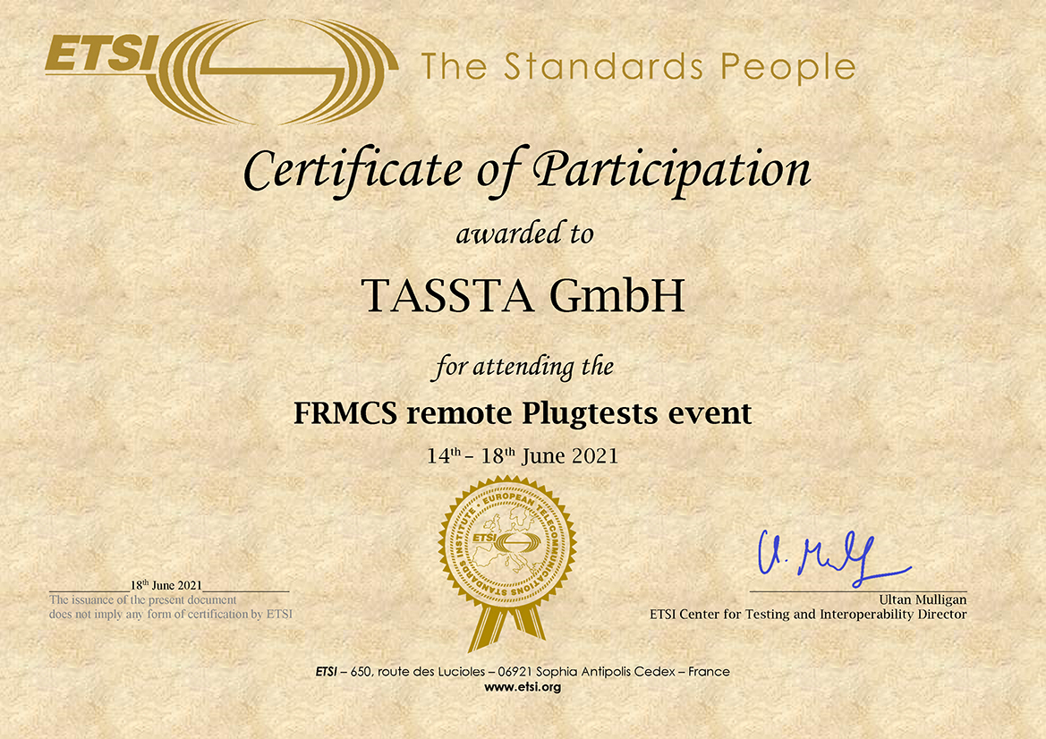 FRMCS  plugtests TASSTA